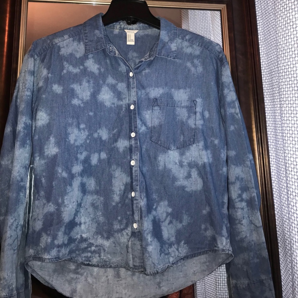 Denim button-down shirt